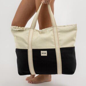 NEW - Rip Curl Surf/Beach Tote bag 45L black & cream / Sac fourre-tout en coton